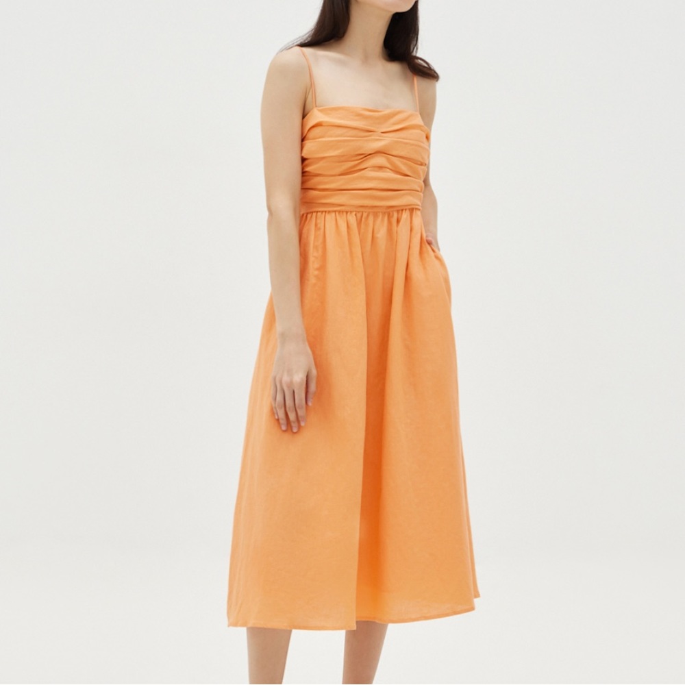 Love Bonito Kallie Linen Ruched Midi Dress